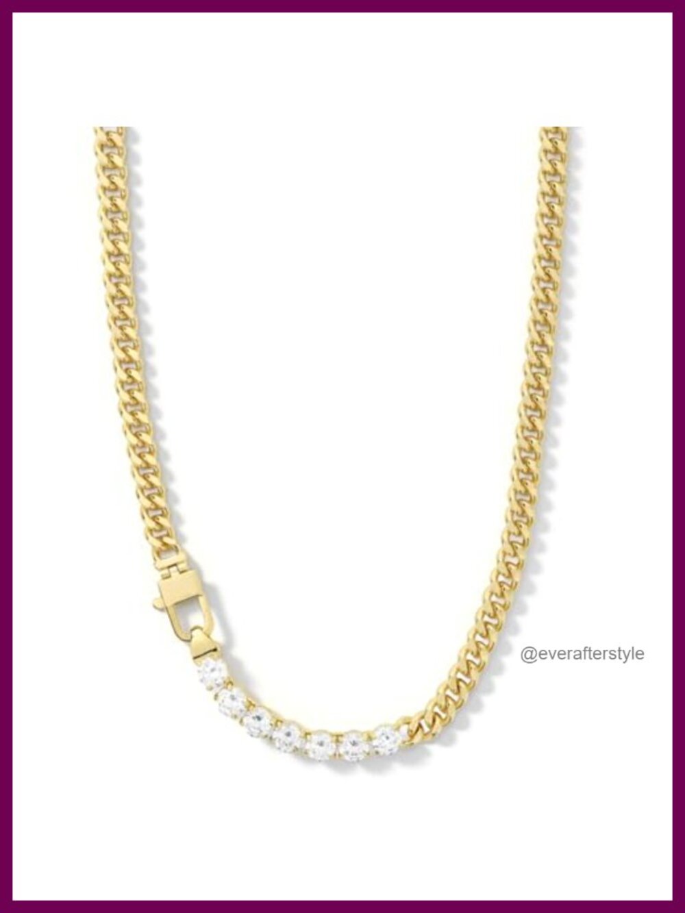 18K Gold Plated Chunky Cuban Link Tennis Necklace 18 Inch